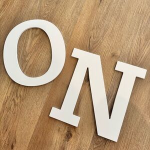 White wooden letters O & N from Hobby Lobby